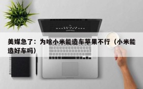 美媒急了:为啥小米能造车苹果不行(小米能造好车吗)